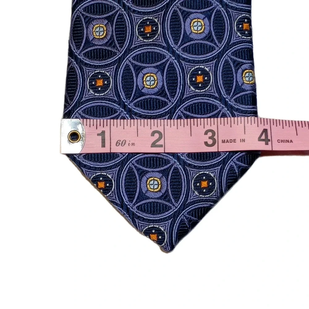 JOS. A. BANK‎ Signature Gold Men's Silk Necktie Designer Geometric Blue Classic